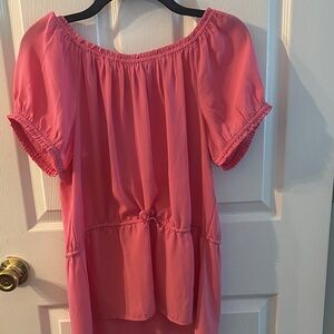 Ann Taylor Coral Off-Shoulder Blouse